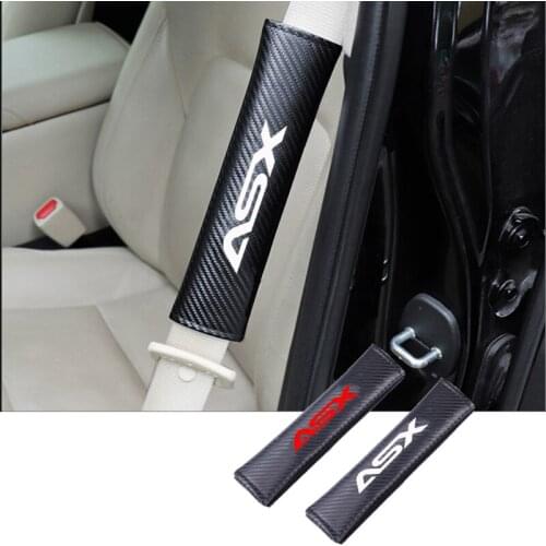 2pcs PU leather Carbon fiber texture Fashion Car Seat belt shoulder Pads Car Seat Belt Cover for Mitsubishi Asx Car Accessories