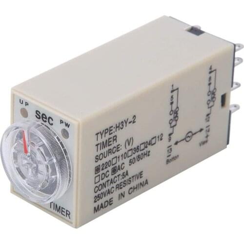 10S Delay Timer Time Relay H3Y-2 AC 220V 8 PIN Adjusting Knob Control Timing Relay for Household Electrical Systems
