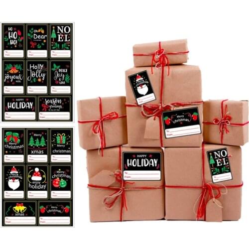 Christmas Stickers No Membrane Writeable Gift Pack Labels Holiday Xmas Tree Santa Party Gift Bag Box Decoration Tags Total 32pcs