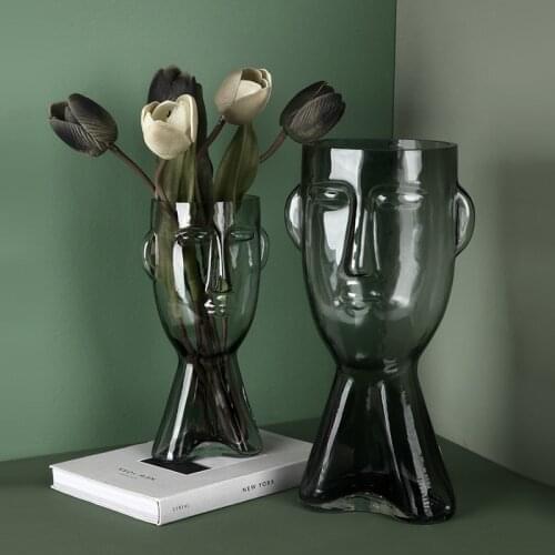 Nordic Creative Aesthetic Face Glass Vase Flower Table Living Room Vase Plant Office Bedroom Deco Maison Home Decoration