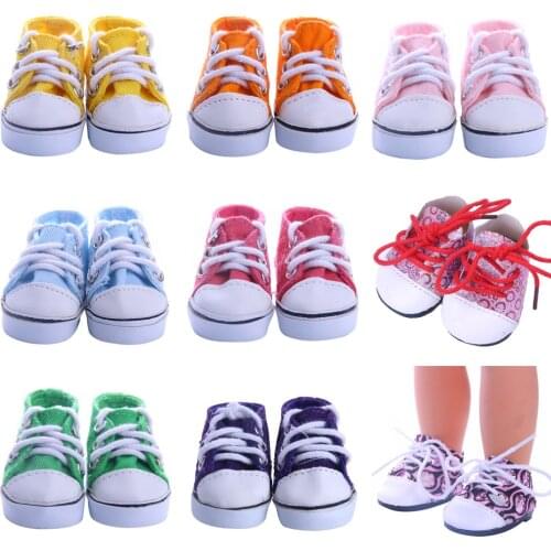 Doll Shoes Colorful Leather Canvas Shoes Best Sweet Gift For 14.5 Inch Nancy Wellie Wisher & 32-34 Cm Paola Reina For Kids Toy