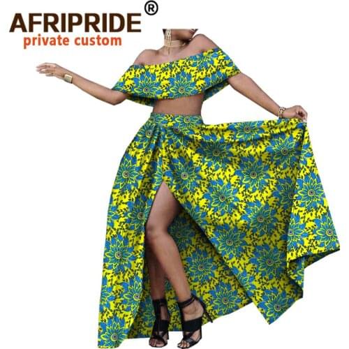 2020 summer sexy skirt set for women AFRIPRIDE customzied strapless short top+floor length split skirt women skirt set A1826006
