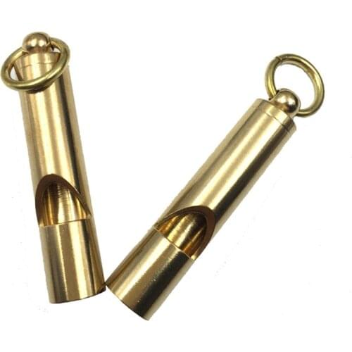 1PC Handmade Brass Whistle EDC Portable Keychain Tool Pendant Outdoor Camping Survival Pocket Equipment Sporting Training Gear