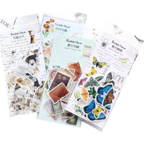 1pack/lot Animal plant retro paper sticker packs Decorative Stickers Scrapbooking DIY Diary Album Stick Label Gift for Party