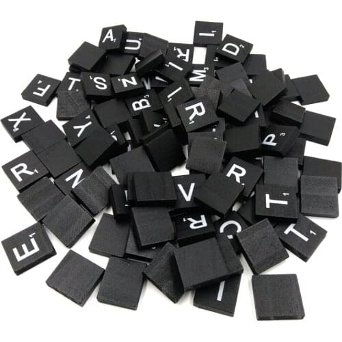 100 Pcs Wooden 26 Alphabet Tiles Black Letters & Numbers For Game Crafts