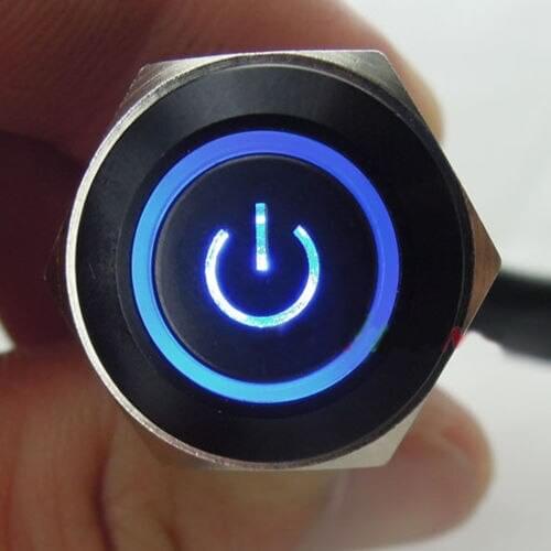12V 3A 16mm Blue green white red yellow Symbol&Circle LED Black Metal Switch Push Button ON/OFF Sales