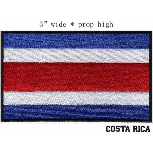 3" wide Costa Rica embroidery flag patch for San Jose /fringe spacing/opportunity and peace