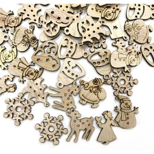 300PCS Christmas Tree Shape Wooden for Scrapbook Craft Home Decoration Unfinished Natural Wood DIY Crafts Ornaments