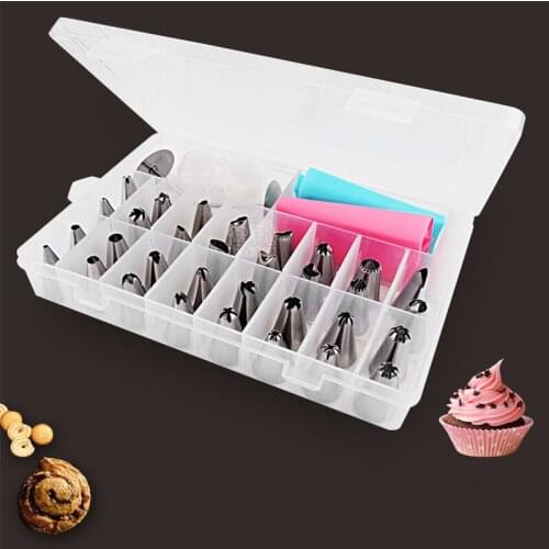 38Pcs/Box Cake Shop Baking Pastry Tools Bakeware Stainless Steel Nozzles Cake Cream Decorative Mouth Confectionery Bags