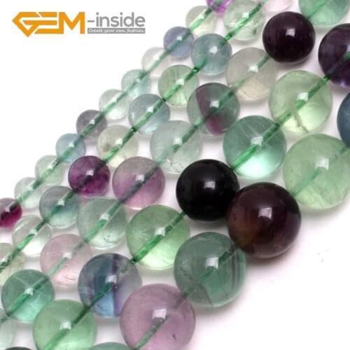 4mm-14mm Natural Rainbow Fluorite Crystal Round Shape Loose Beads For Jewelry Making Beads Strand 15 Inches DIY Gift New Fashion