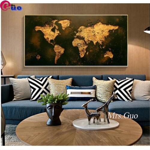 5d DIY Diamond Painting Vintage Golden World Map Full Drill Embroidery Landscape Sale Rhinestone Diamond Decor Wall Art