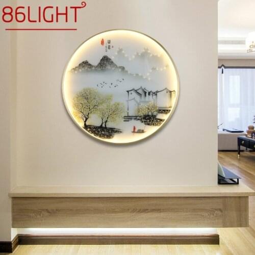 86LIGHT Wall Lamps Modern Landscape Painting LED Sconces Round Light Creative For Home Bedside
