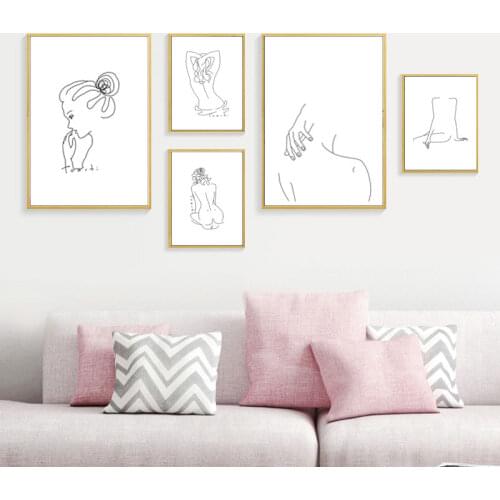 Abstract Black White Sexy Beauty Lady Canvas Art Painting Prints and Posters Wall Pictures for Living Room Modern Home Decor