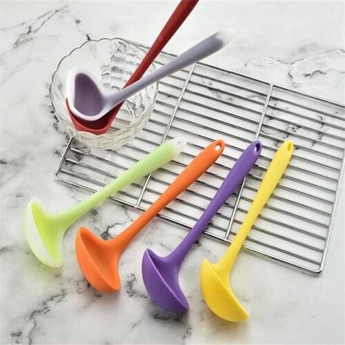 Anti Hot Handle Soup Spoon Silicone Spoon High-Temperature Nonstick Translucent Kitchen Cooking Tools Not Hurt Spoon