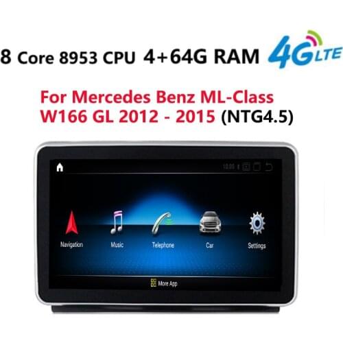 Android 10.0 Car radio Player GPS Navigation For MercedesBenz ML-Class W166 ml 2012 - 2015 NTG4.5 4G WIFI USB SD