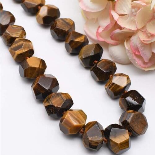 19x14x14mm Natural Faceted Yellow Tigers eye irregular stone beads For DIY necklace bracelet jewelry making 15 "free delivery