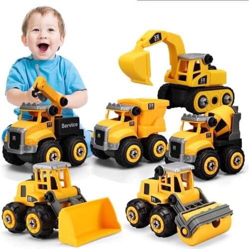Childrens DIY Disassembly Engineering Vehicle Detachable Assembly Toy Car Set Assembling Excavator Bulldozer Educational Toys