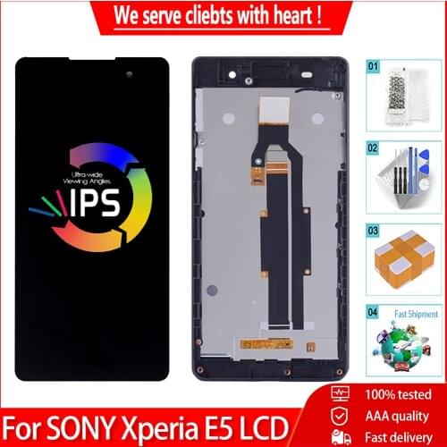 5.0" Original Display+Frame For SONY Xperia E5 F3311 F3313 LCD Display Touch Screen Digitizer Replacement LCD For SONY Xperia E5