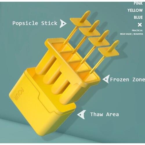 4 Cells Double Layer Popsicle Mold Ice Cream DIY Homemade Dessert Freezer Fruit Juice Ice Pop Mold With Reusable Sticks