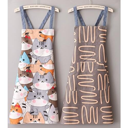 Cotton Canvas Apron Breathable Thin Apron Womens Kitchen Home Cooking Wear-resistant Baking Accessories