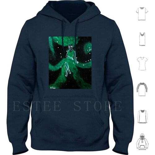 Ophiuchus And Serpens Hoodie Long Sleeve Stars Star Astronomy Ophiuchus Serpens Snake Serpent Bearer Green Black White