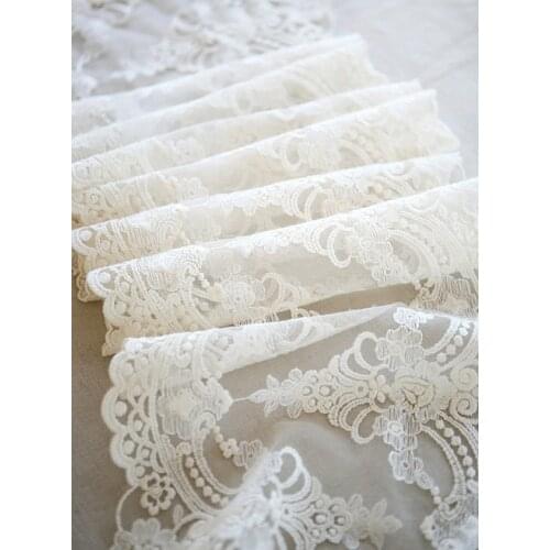 Ivory Lace Fabric Trim, Vintage Cotton Lace Trim, Luxury Lace Trim ,Ivory Lace Veil and Dress 3 Yards