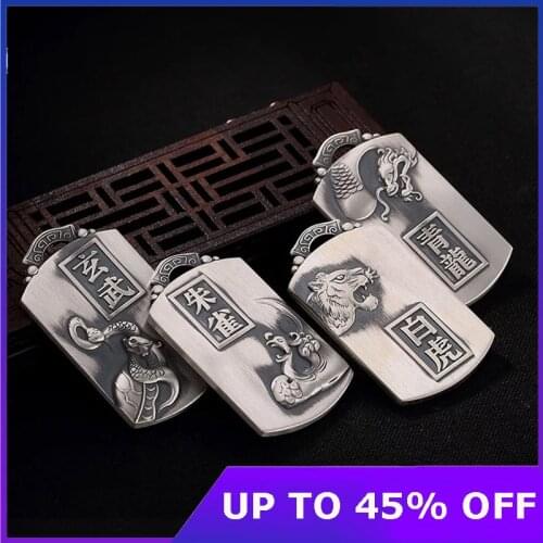 Real S999 Sterling Silver Four Great Beasts Dragon White Tiger Peacock Tortoise Necklace Pendant Jewelry for Men Women 2021 New