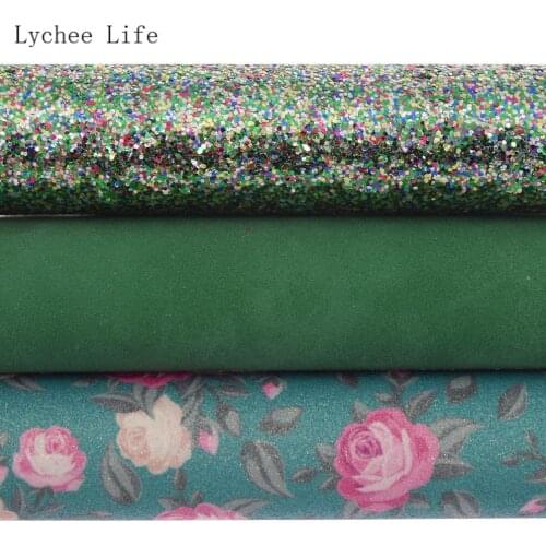 Lychee Life A4 Mirror Litchi Faux Synthetic Leather Fabric Glitter Sheet For Hairbows Handbags Diy Sewing Materials