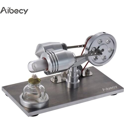 Aibecy Mini Hot Air Stirling Engine Motor Model Electricity Generator Machine with LED Light Educational Toy Physics Experiment