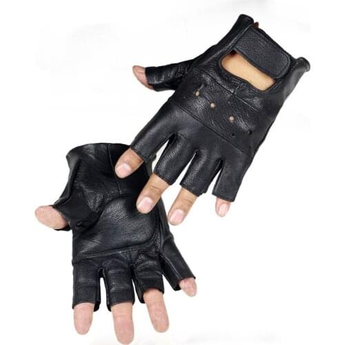 Fashion Half Finger Driving Men Gloves PU Leather Fingerless Motorcycle Gloves Training Gloves black gloves