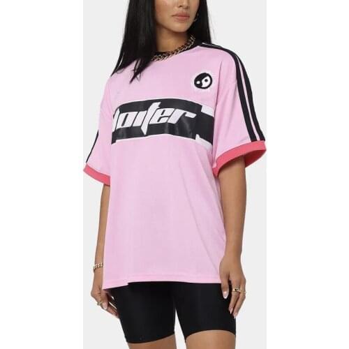 Ins Fashion Sport Pink Tops Letters Printed Graphic T Shirts Women Hip Hop Streetwear Summer Plus Size T-shirts 2021 New Fashion