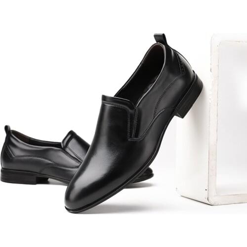 Top Quality Mens Shoes Genuine Leather Oxford Shoes Mens Slip on Shoes Real Leather Italian Design Business Shoes Big Size Men