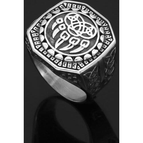 Men Nordic Viking wolf paw vantage ring jewlery stainless steel with valknut gift bag