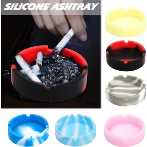 New Portable Silica Gel Circular Ashtray Psychedelic Soft Round Silicone Smoke Cup Holder Ashtray Tray Holder Smoking Accessory