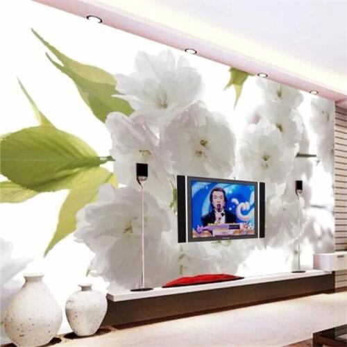 BEIBEHANG Wallpaper custom large-scale white pear flower wall living room bedroom sofa TV decorative painting papel de parede
