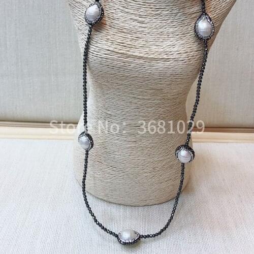 Original natural freshwater pearl simple necklace pendant sweater chain fashion style