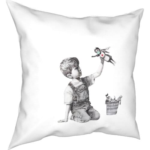 Banksy Fee To Nurses Pillows Seat Street Art Graffiti Social commentary Pillows Coverage Decor Pillows Coverage 45*45cm