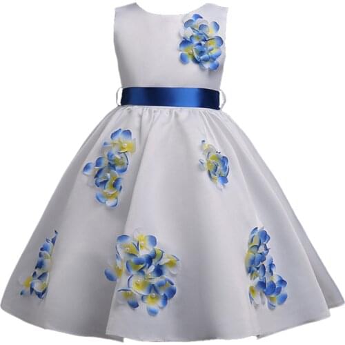 Girls Dresses Kids Girls Ball Gown 3D Applique Beading Puffy Dress Pleated Party Dress for Wedding Birthday Childrens Clothing