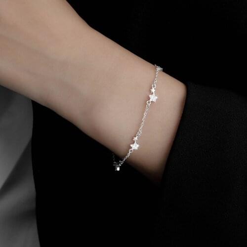 Adjustable 925 Sterling Silver Crystal Star Bead Charm Bracelet &Bangle For Women Elegant Wedding Jewelry Браслет sl073