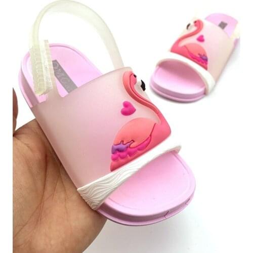 New Girls Shoes Jelly Summer Kids Shoes Boys Beach Sandal Baby Princess Children Sandals PVC Cute Cartoon Flamingo Toddler Shoes