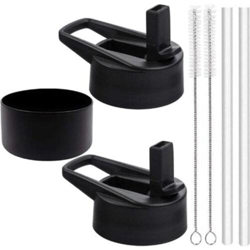 Wide Mouth Straw Lids for Hydro Flask 12-64 Oz,Includes Silicone Protective Sleeve, 2 Straws, 2 Cleaning Brushes