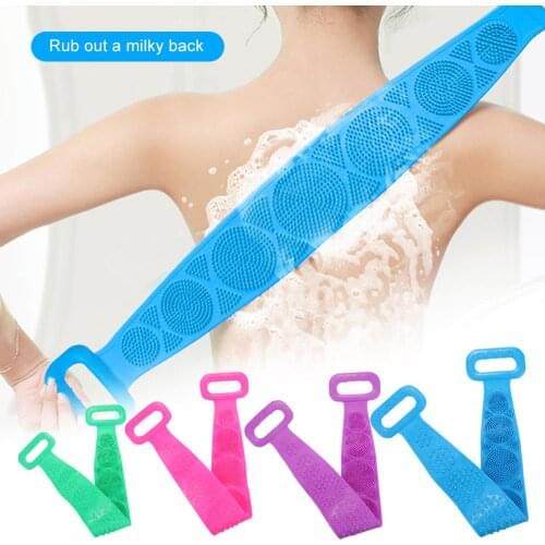 62cm Silicone Back Scrub Bath Shower Wash Body Belt Brush Bath Towel Exfoliating Bath Brushes Back scrubber Bathroom Accessories