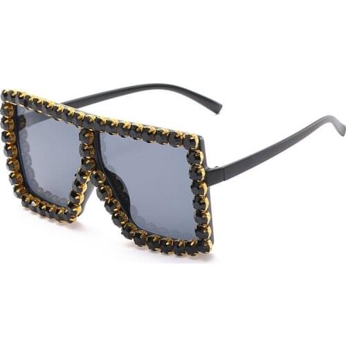 2020 Sweet Fashion Brand Designer Crystal Oversized Sunglasses Women Mirror Big Rhinestone Shades Sun Glasses Lady Diamond