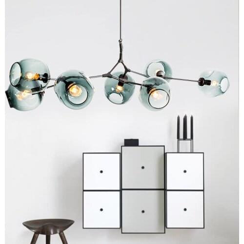 Glass Chandelier Modern Nordic Style Living Room Dining Room Pendant Hanging Light Home Decoration Lighting Lamp E27 110V/220V