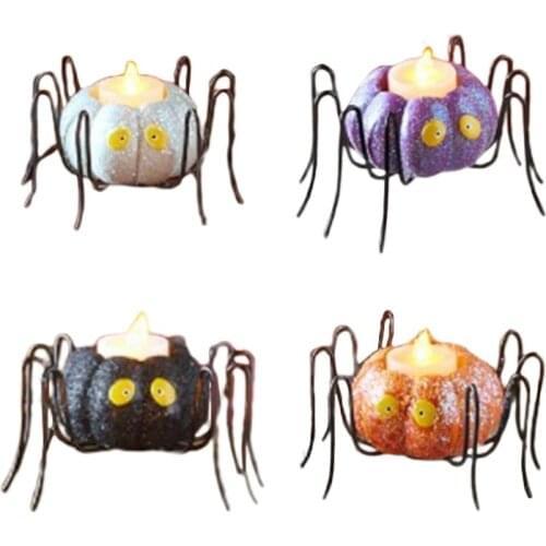 T5EF Spider Lights Halloween Ornaments LED Lamp DIY Crafts Outdoor Door Desktop Festival Party Office Household Decoration