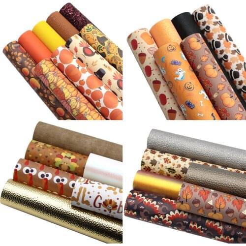 Thanksgiving Turkey Faux Synthetic Leather Theme Set Bump Texture Glitter For Bows Gift Home Decor DIY Crafts Vinyl Set vinilo