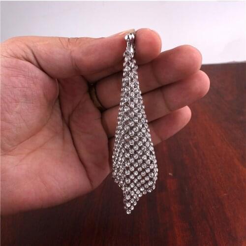 High-grade Gold Silver Color Rhinestone Clip on Earrings No Piercing for Women Wedding Bridal Fashion Large Pierced Earrings New