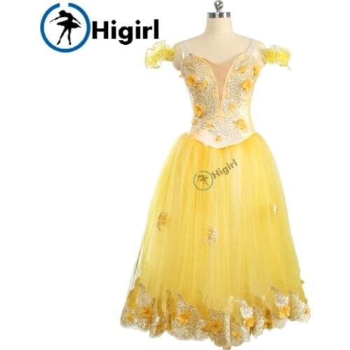 Girl and child yellow ballet long skirt professional ballet tutu Sugar Plum Fairy Classical Pancake Platter Dress BT9167