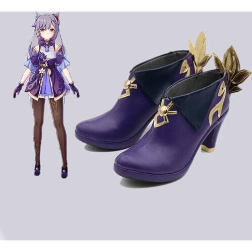 KEQING Cosplay Shoes New Game Genshin Impact Cosplay Props Anime Lolita Womens Shoes Custom Size 35-43 Free Shipping