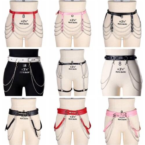 Goth Leather Sword Belt Harness Suspender Adjust Waist Size Womens Belt Garter Costume Sexy Lingerie Fetish Chain Accessories